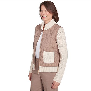 Women's Alfred Dunner Sweater Trim Quilted Jacket