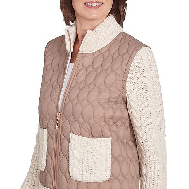 Women's Alfred Dunner Sweater Trim Quilted Jacket