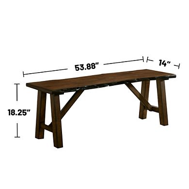 Wooden Dining Bench With Live Edge Design In Walnut