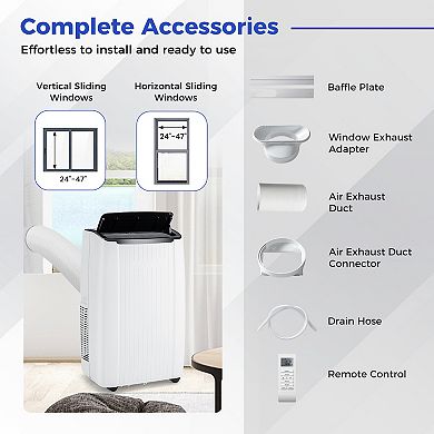 Portable Air Conditioner 4-in-1 Smart Wifi Enabled Home Ac Unit With Heat