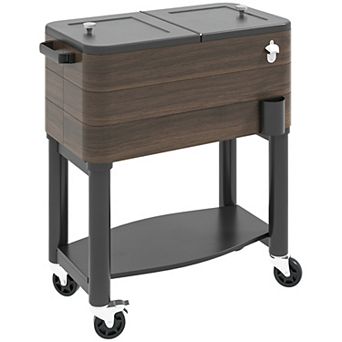 Outdoor Party Cooler Cart - Stylish and Functional Rolling Beverage Cooler with Storage for BBQs