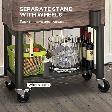 Outdoor Party Cooler Cart - Stylish and Functional Rolling Beverage Cooler with Storage for BBQs