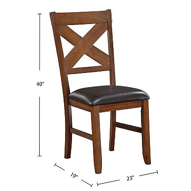 Set Of 2 Faux Leather Upholstered Side Chairs In Espresso And Walnut