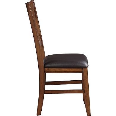 Set Of 2 Faux Leather Upholstered Side Chairs In Espresso And Walnut