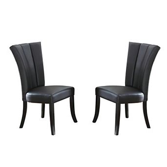 Set Of 2 Faux Leather Dining Chairs in Black