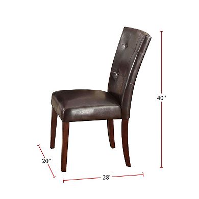 Set Of 2 PU Side Chairs In Espresso And Walnut