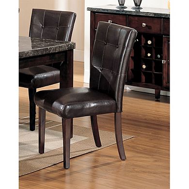 Set Of 2 PU Side Chairs In Espresso And Walnut