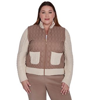 Plus Size Alfred Dunner Sweater Trim Quilted Jacket