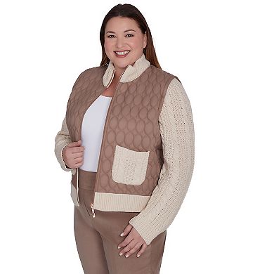 Plus Size Alfred Dunner Sweater Trim Quilted Jacket