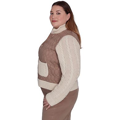 Plus Size Alfred Dunner Sweater Trim Quilted Jacket