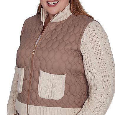 Plus Size Alfred Dunner Sweater Trim Quilted Jacket