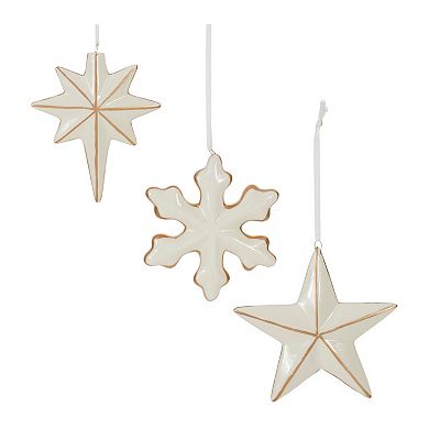 Modern Elegance - Ceramic Star and Snowflake Ornaments - Set of 6