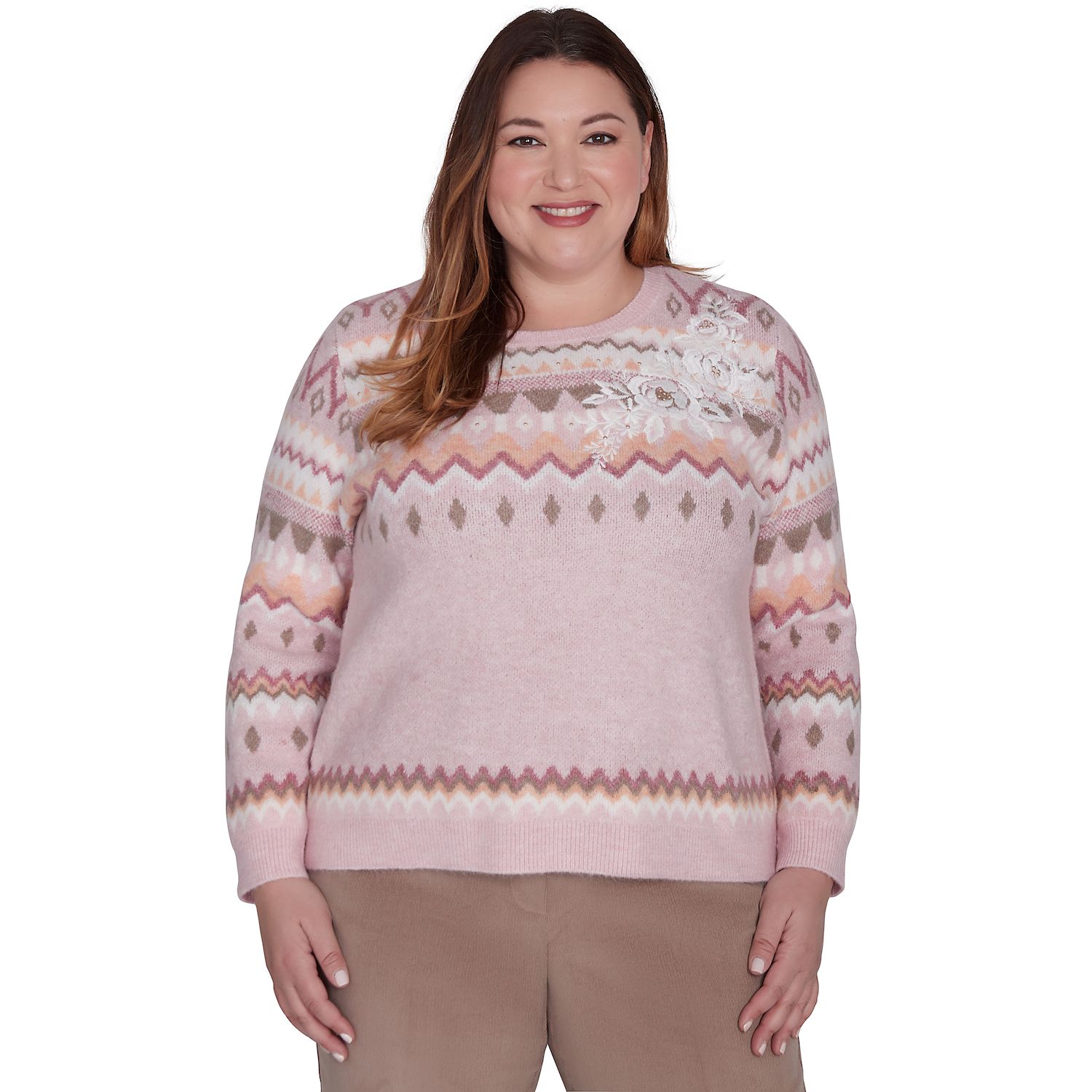 Alfred Dunner Women's Plus-Size Casual Ombre Lightweight Sweater Size 1X Mint