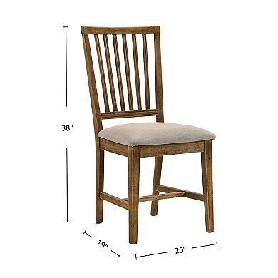 Set Of 2 Upholstered Side Chair In Tan And Weathered Oak