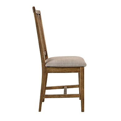Set Of 2 Upholstered Side Chair In Tan And Weathered Oak