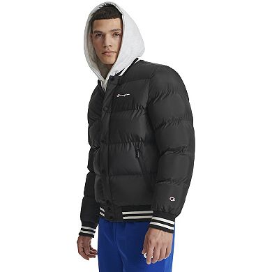 Men's Champion Quilted Varsity Puffer Bomber Jacket