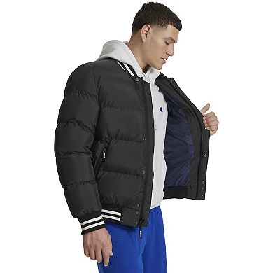 Men's Champion Quilted Varsity Puffer Bomber Jacket
