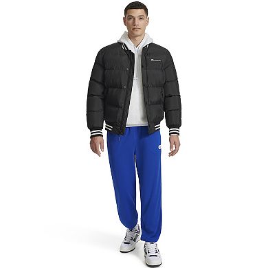Men's Champion Quilted Varsity Puffer Bomber Jacket