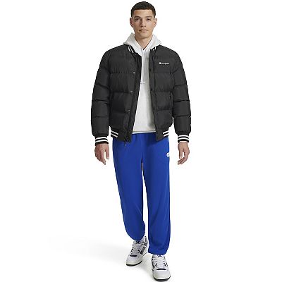 Men s Champion Quilted Varsity Puffer Bomber Jacket