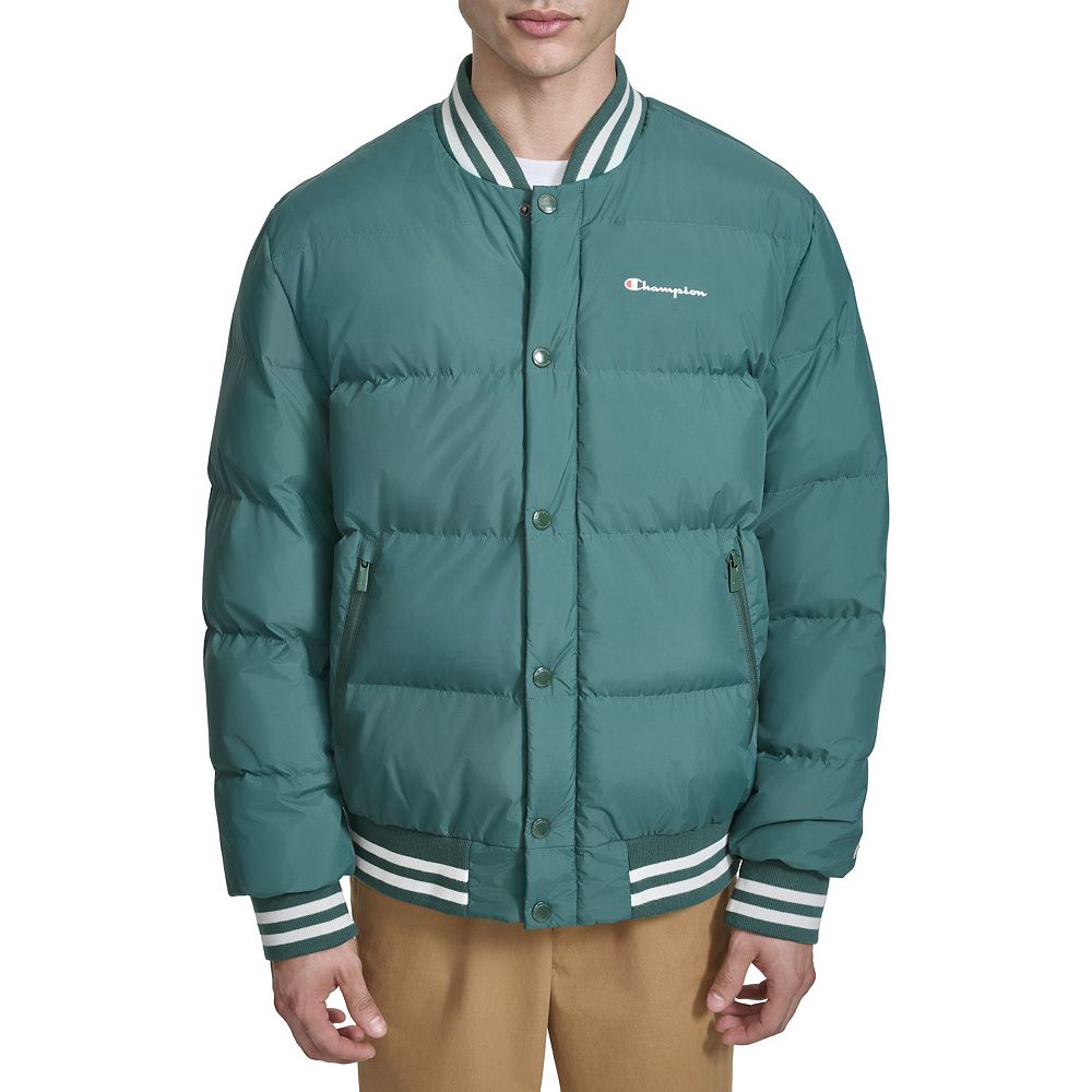 Men s Champion Quilted Varsity Puffer Bomber Jacket