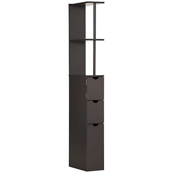 Stylish Tall and Slim Vertical Design Bathroom Storage Cabinet-Brown