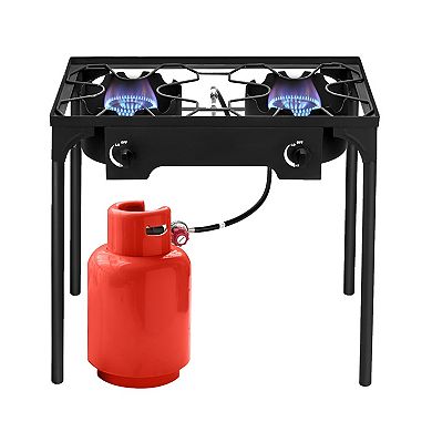 Portable Double Burner for Outdoor Cooking - 150000 BTU, Adjustable Firepower