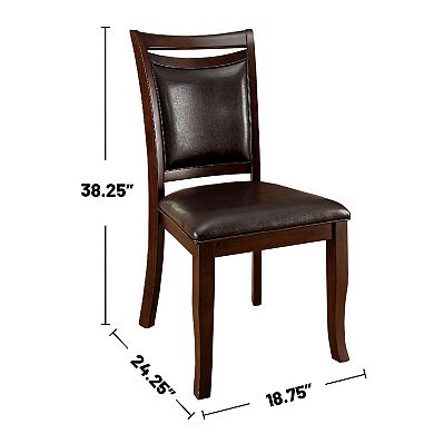 Set Of 2 Padded Leatherette Dining Side Chairs In Dark Cherry And Espresso