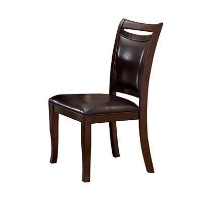 Set Of 2 Padded Leatherette Dining Side Chairs In Dark Cherry And Espresso