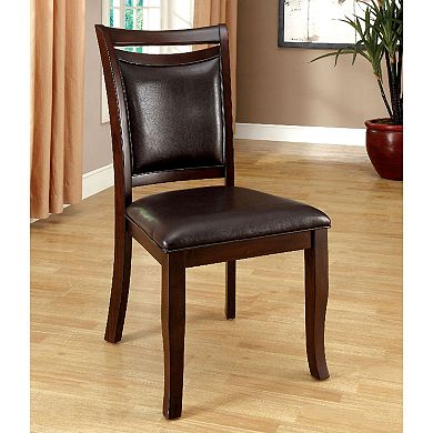 Set Of 2 Padded Leatherette Dining Side Chairs In Dark Cherry And Espresso