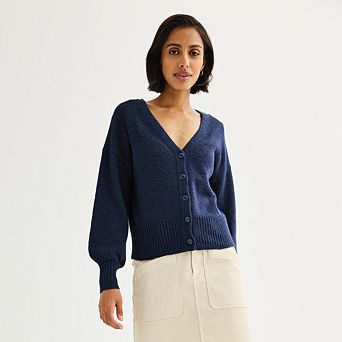Petite Sonoma Goods For Life® Balloon Sleeve Button-Front Cardigan