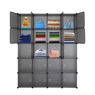 20-Cube Modular Plastic Storage Organizer for Clothing, Books, and Accessories