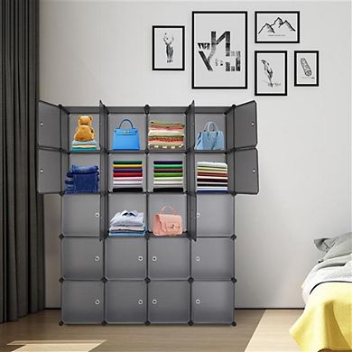 20-Cube Modular Plastic Storage Organizer for Clothing, Books, and Accessories