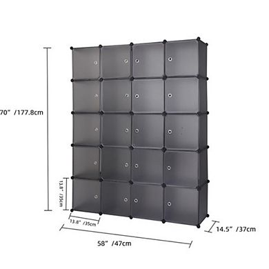 20-Cube Modular Plastic Storage Organizer for Clothing, Books, and Accessories
