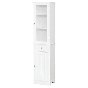 Morden Style Compact Tall Bathroom Storage Cabinet White