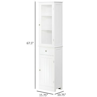 Morden Style Compact Tall Bathroom Storage Cabinet White