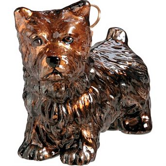 Joy To The World Cairn Terrier Standing Dog Blown Glass Polish Christmas Ornament Decoration