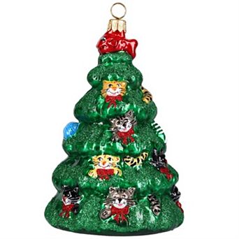 Joy To The World Oh Catmus 3d Christmas Tree Polish Glass Ornament