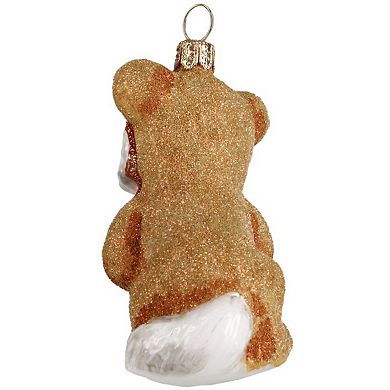 Joy To The World Maltese In Teddy Bear Sleeper Pajamas Polish Glass Ornament