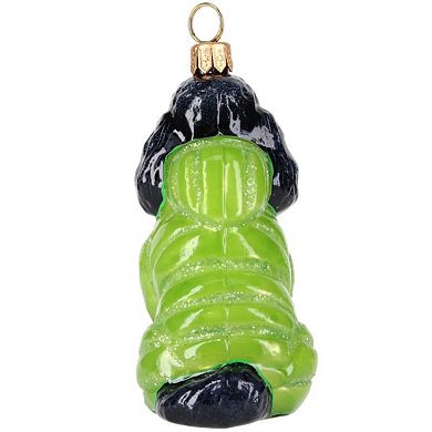 Joy To The World Black Poodle In Puffer Coat Polish Glass Ornament
