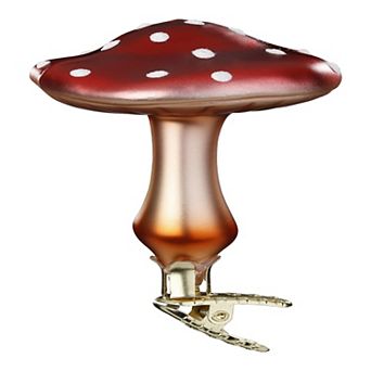Inge Glas Forest Mushroom Clip On German Glass Ornament Free Box 3.8 Inch