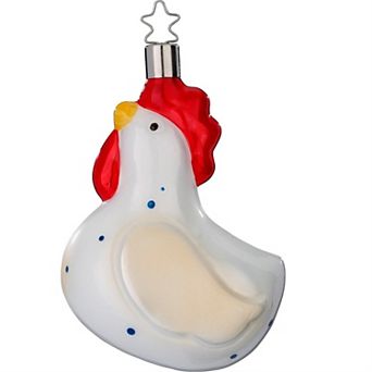 Inge Glas Herta Chicken German Glass Christmas Tree Ornament Free Box 4.2 Inch