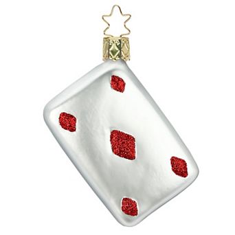 Inge Glas Five Of Diamonds Card German Glass Christmas Ornament Free Box