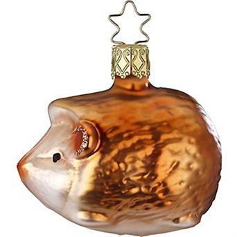 Inge Glas Brown Hedgehog German Glass Christmas Ornament Free Box