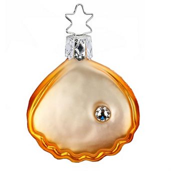 Inge Glas Sea Shell With Pearl German Glass Christmas Ornament Free Box 2.4 Inch