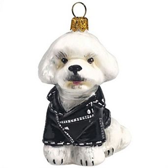 Joy To The World Bichon Frise In Black Motorcycle Biker Jacket Polish Dog Ornament