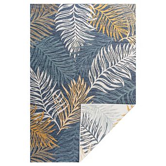 Calypso Coastal Casual Palm Frond Reversible Machine-washable Indoor/outdoor Area Rug