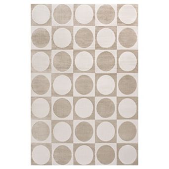 Helena Modern Geometric Circles In Squares High-low Area Rug