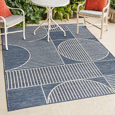 Arielle Mid-century Modern Geometric Lines Reversible Machine-washable Indoor/outdoor Area Rug