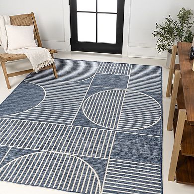 Arielle Mid-century Modern Geometric Lines Reversible Machine-washable Indoor/outdoor Area Rug