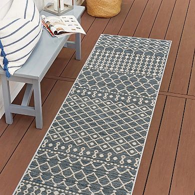 Zana Modern Geometric Moroccan Reversible Machine-washable Indoor/outdoor Area Rug